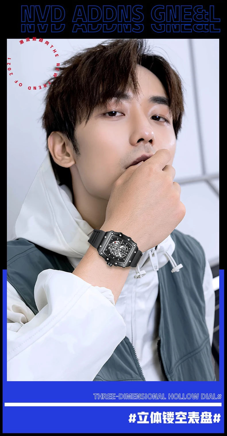 Foreign trade manufacturers direct sales men's watch men luminous waterproof quartz watch Tiktok wine barrel shape new