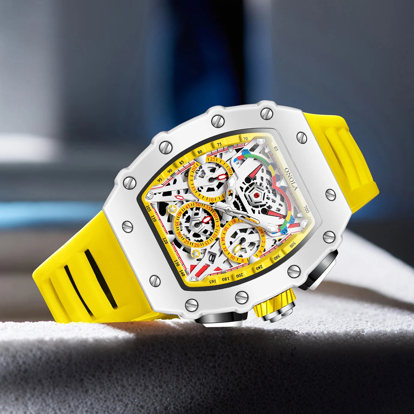Montre à quartz de luxe ONOLA pour homme, bracelet en silicone, étanche, chronographe, livraison directe