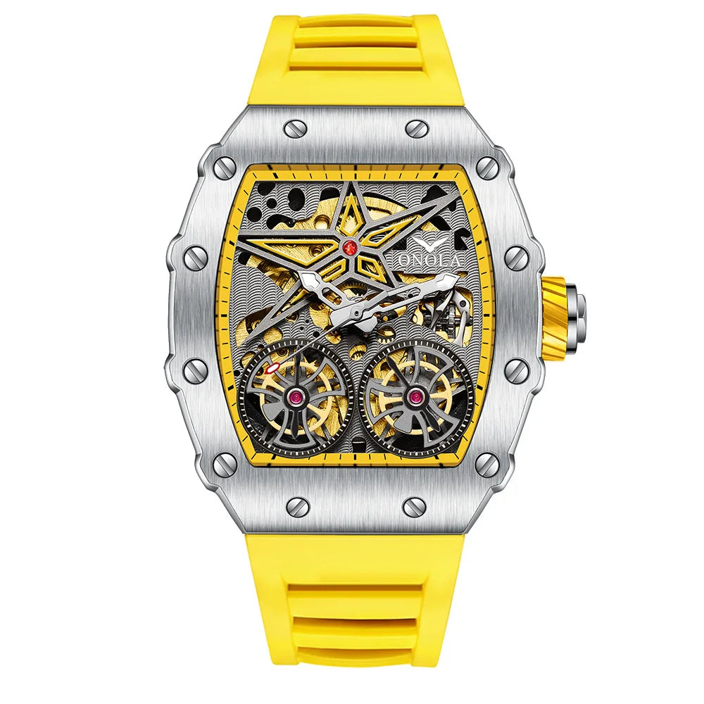 Montre mécanique entièrement automatique pour homme, nouvelle collection, ONOLA, marque tendance, creuse, luxe, étanche