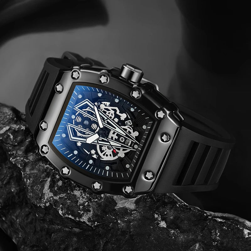 New Men's Watch Fashion Automatic Quartz Watch Waterproof Watch Sport Men's Silicone Watch Band Quartz Watch Best Gift