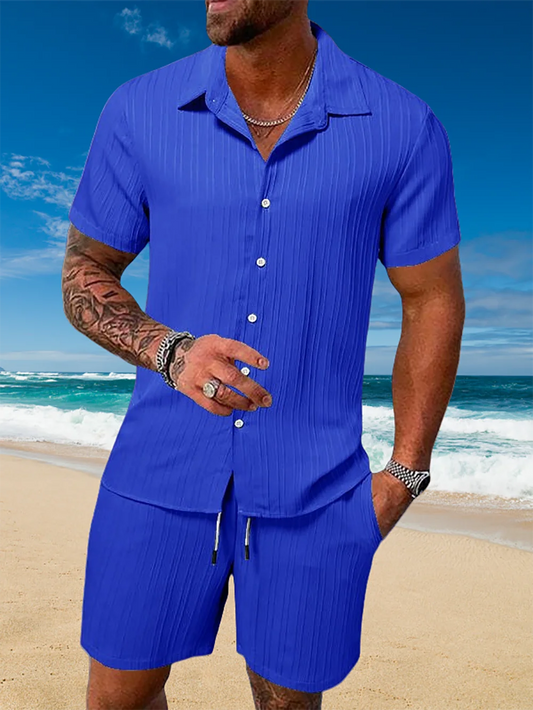 Polo d'été en soie glacée pour homme, couleur unie, décontracté, ample, manches courtes, short, ensemble de sport, plage, surf, ultra-fin, ultra-léger