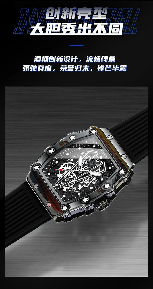 Foreign trade manufacturers direct sales men's watch men luminous waterproof quartz watch Tiktok wine barrel shape new