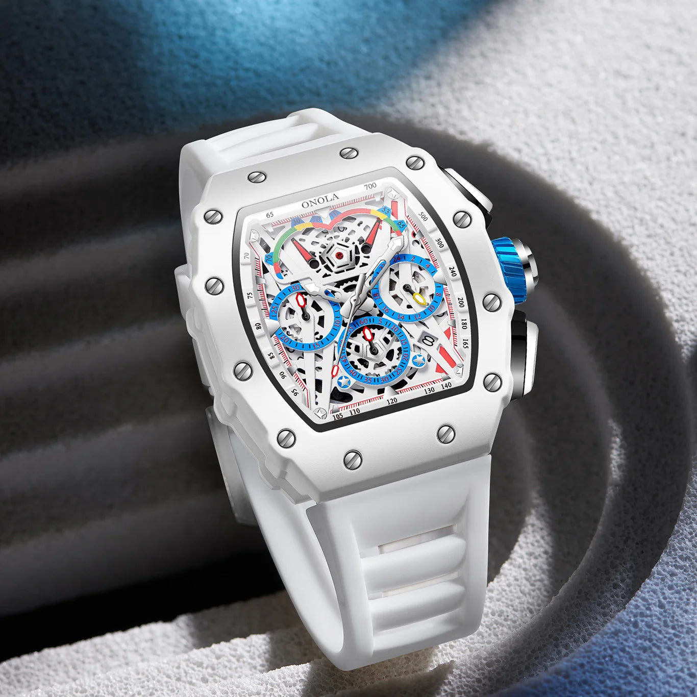 Montre à quartz de luxe ONOLA pour homme, bracelet en silicone, étanche, chronographe, livraison directe