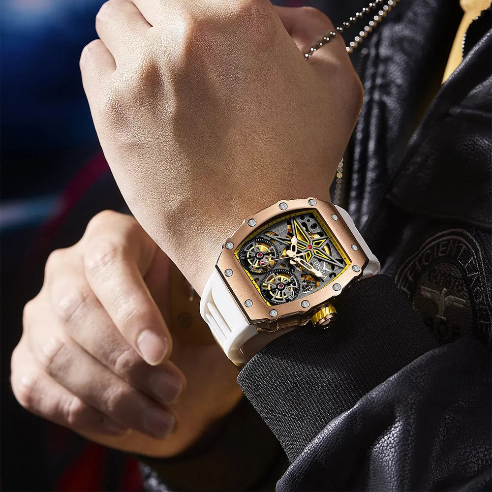 Montre mécanique entièrement automatique pour homme, nouvelle collection, ONOLA, marque tendance, creuse, luxe, étanche