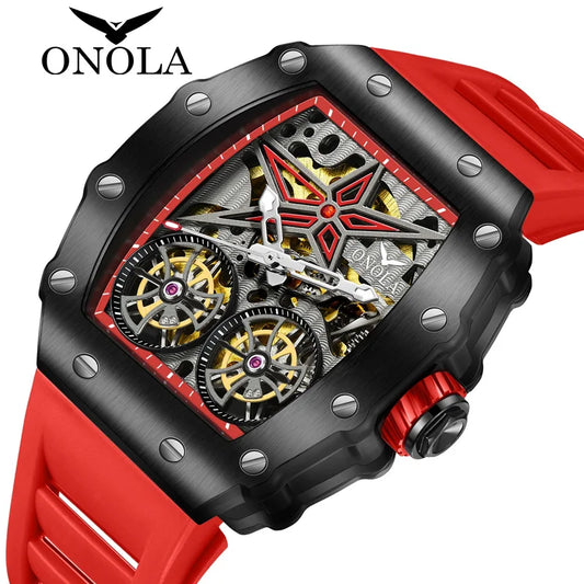 Montre mécanique entièrement automatique pour homme, nouvelle collection, ONOLA, marque tendance, creuse, luxe, étanche
